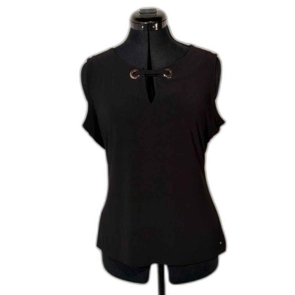 Tommy Hilfiger Black Keyhole Neck Sleeveless Top